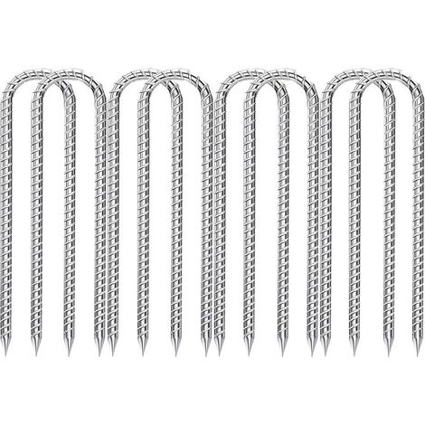 8 U-förmige Bodenanker, verzinkter Stahl, 30 cm, für Zelt, Trampolin, Garten (1/5)