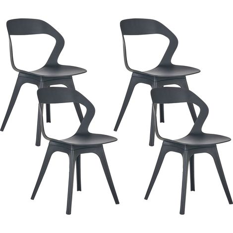 Set of 4 Garden Chairs Black Polypropylene Lightweight Weather Resistant Plastic Indoor Outdoor Modern LACHANIA (1/5)