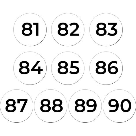 Lot de 10 Numéros de table Adhésifs Blancs pour Restaurant , PVC - Format rond Ø 3 cm - Épaisseur 1,5 mm (1/2)
