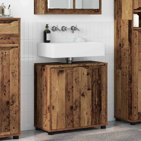 Badezimmerwaschbecken-Schrank mit Regal Altholz 60 x 30 x 60 cm
