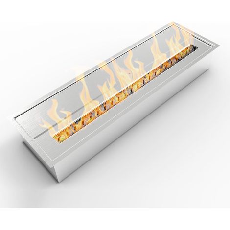 Bruciatore per camino a bioetanolo biocamino in acciaio inox 4,5 lt 61X18XH9,5 cm