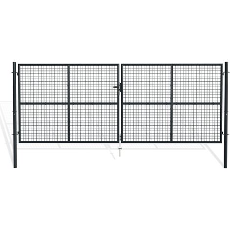 Casanoov – Portail grillagé 400x150cm gris anthracite – Acier galvanisé résistant à la corrosion – Ouverture battante – Installation facile (1/5)