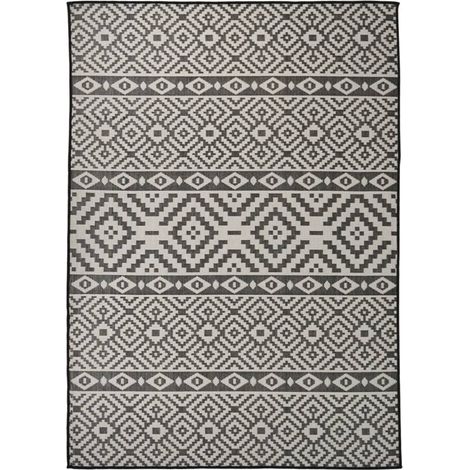FIMEI Tapis à tissage plat d'extérieur 120x170 cm Rayures noires (1/5)