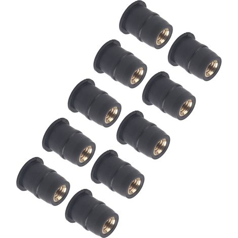 Lot de 10 écrous à sertir M5 en caoutchouc, 5 mm (0,2 po), pour boulons de pare-brise de moto (métriques). (1/5)