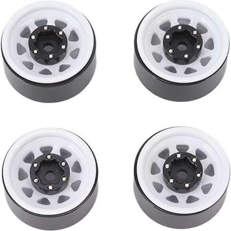 Lot de 4 jantes Beadlock à gorge profonde de 2,5 cm (1 pouce), universelles pour carrosserie de véhicules tout-terrain et voitures radiocommandées Traxxas, avec vis, blanches. (1/5)