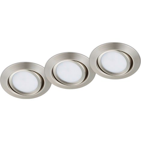 Runde LED Einbaustrahler RILA Decke 3er Set Spot schwenkbar Nickel matt 5 Watt (1/5)
