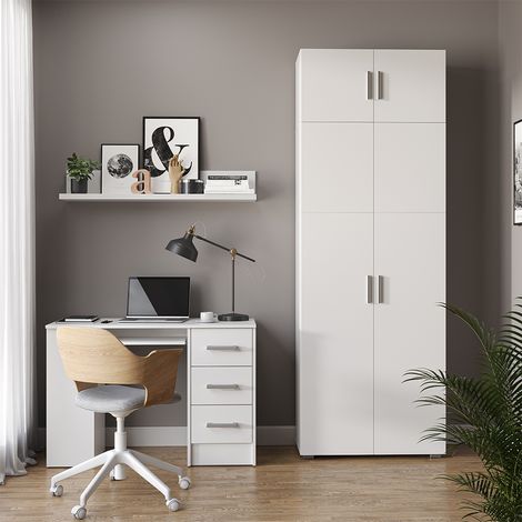 Étagère à dossiers Frank, Blanc, 80 x 182.4 cm avec rehausse d'armoire, Vicco
