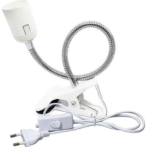 Lampe de lecture de lit avec pince E27, câble d'alimentation 230 V CA avec interrupteur, pince E27, col de cygne flexible pour lampe d'aquarium ou miroir pour plantes. (1/5)