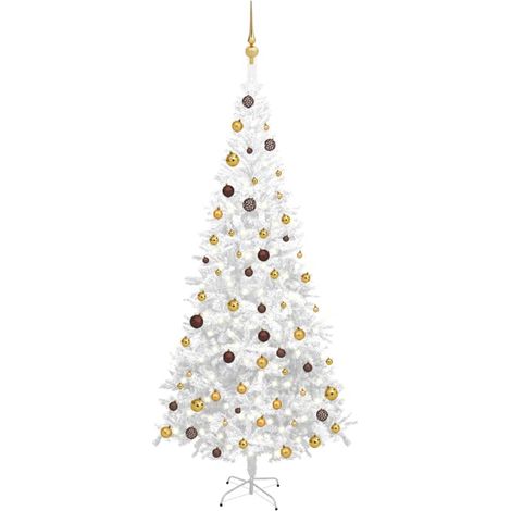Sapin de Noël artificiel LED et boules/Arbre de Noël pour Déco L 240 cm Blanc -WYW87127 (1/5)