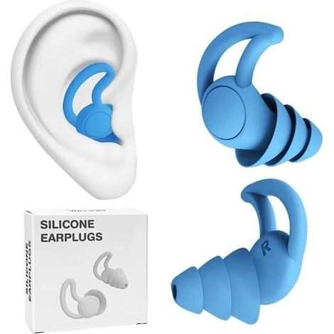 2 Pairs of Silicone Earplugs, Noise Cancelling Earplugs 30dB-40dB, Earplugs for Sleeping, Reading, Traveling - (1/4)