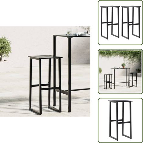 The Living Store Tabourets de bar lot de 2 noir acier enduit de poudre - Tabouret De Bar - Chaise De Jardin - Mobilier De Jardin - Chaise Bistro - Acier Enduit De Poudre (1/5)