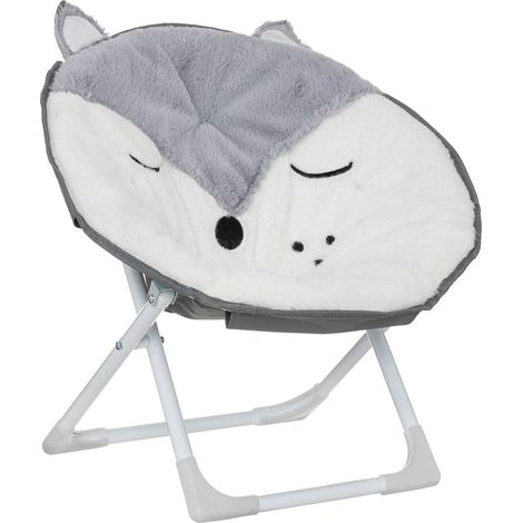Atmosphera – Fauteuil enfant pliant renard gris – Dimensions 40,5 x 23,5 x 51 cm – Poids léger 1,62 kg – Pieds antidérapants pour sécurité (1/4)