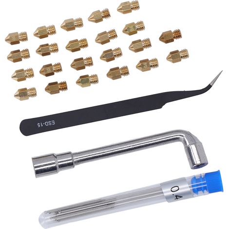 Kit de buses pour imprimante 3D en laiton durable, ensemble d'extrudeuse MK8, 0,2 0,3 0,4 0,5 0,6 0,8 1,0 mm pour Creality Ender (1/5)