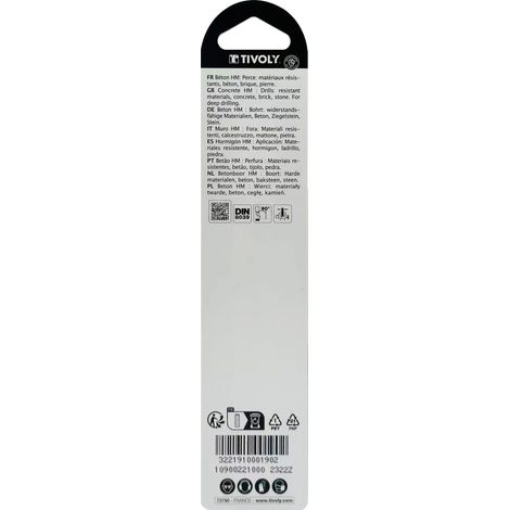 Tivoly • 1 Punta per cemento Pro Ø 10 mm - Inserto in metallo duro - Gambo cilindrico