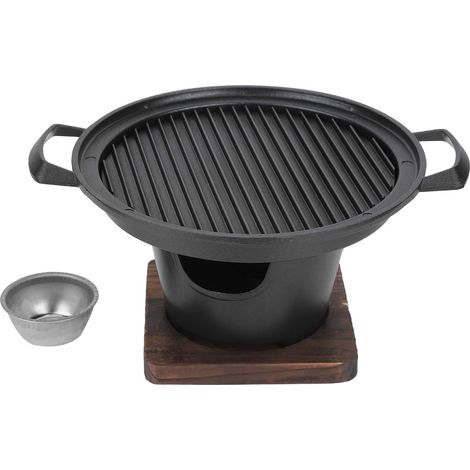 Barbecue au charbon de bois, mini - four portable non - fumeur, rond robuste avec cadre en acier plaqué épais pour la cuisson en plein air, camping, pique - nique (1/5)