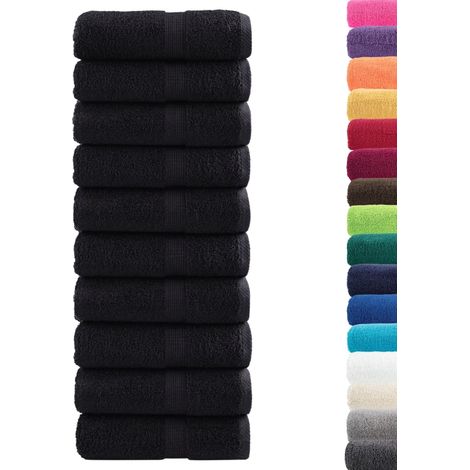 Serviettes de toilette Premium SOLUND 10 pièces Noir 30 x 30 cm 600 g/m²