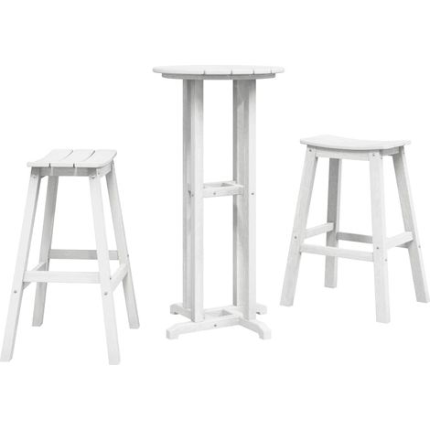Maison Exclusive - Garten Bar Set 3 pcs Weiß HDPE