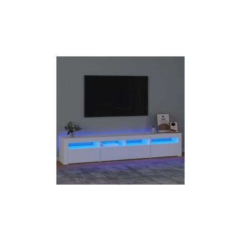 Meuble TV avec lumières LED Blanc 210x35x40