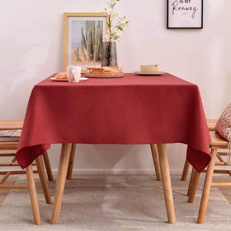 Tischdecke Rot 140x180 cm, schmutzabweisend, Leinenoptik, wasserdicht