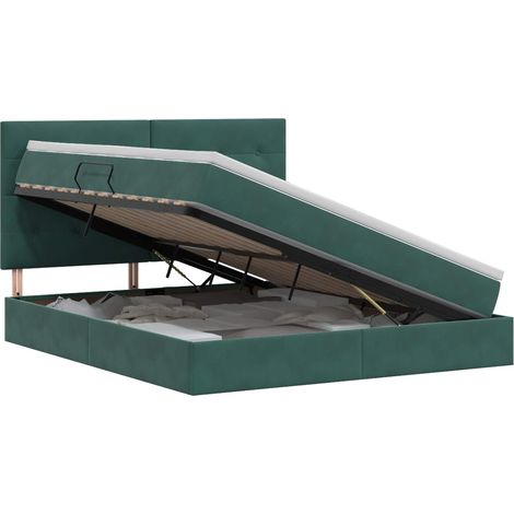 Maison Exclusive - Letto con contenitore e materasso Verde Scuro 140 x 200 cm (1/5)