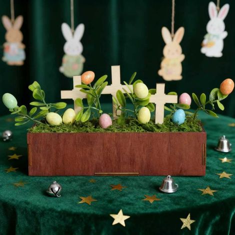 Terrarium Œuf De Pâques - Croix Décorative De Table - Ornement Intérieur Pour Salon Festif - 1 Pièce