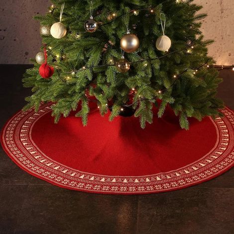 Tapis de sapin de Noël tricoté de 91 cm (36 pouces), tapis de sapin de Noël vintage à motif flocon de neige (1/5)