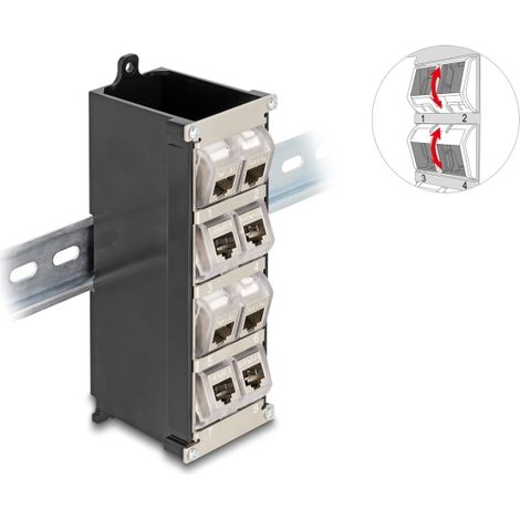 Delock Keystone Holder 8 puertos para montaje en carril DIN o pared inclinable