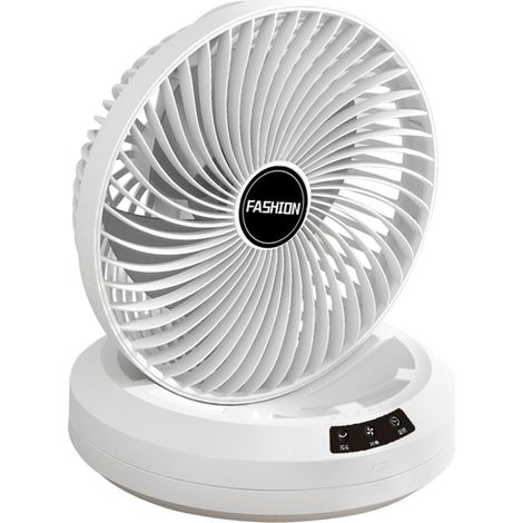 Ventilateur de bureau silencieux, ventilateur mural pliable, rechargeable, adapté à une utilisation intérieure et extérieure, blanc (1/3)