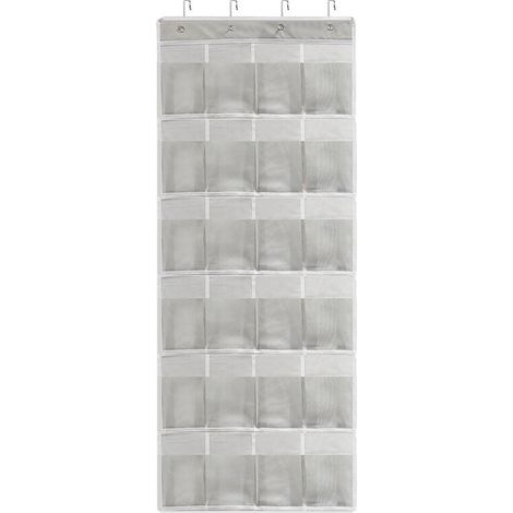 Zapatero colgante para puerta, bolsa de almacenamiento de zapatos con 24 bolsillos, organizador multifuncional para dormitorio y baño. (1/4)