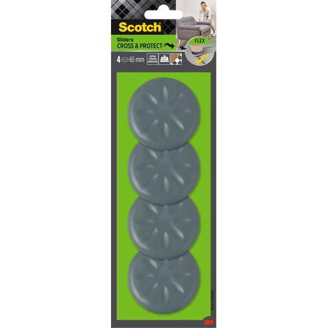 Patin glisseur Move & Protect Flex Scotch®, adhésif, gris, Ø 65 mm, 4/paquet - 500 kg (1/2)