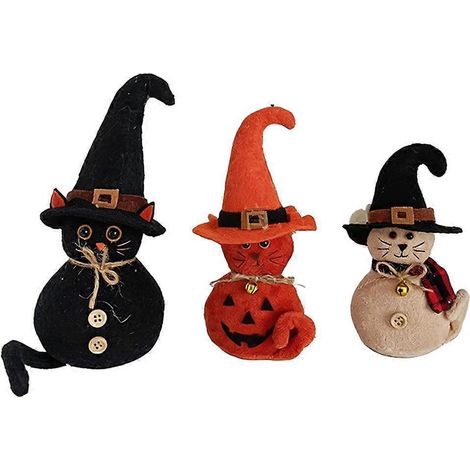 Vintage Witch Cat And Dog Decor Set Retro Ornament Fabric Stable Tiny (1/5)