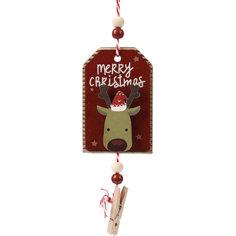 Décoration En Bois Noël - Accroche-Photo Pour Arbre De Noël - Motif Père Noël Et Bonhomme De Neige - 22 5 X 6 5 X 1 Cm - Lot De 1 (1/5)