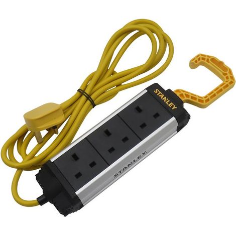 Stanley SXECFA1AHFE 3-Gang Powerboard with Foldable Hook 3m STE3GHOOK