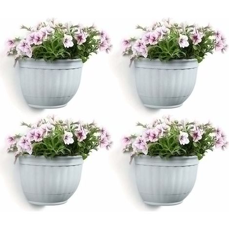 Vase Suspendu - 26,5 cm - Polypropylène - Pour Plantes d'Intérieur et de Jardin - Auto-Arrosage avec Bac Amovible - Lot de 4 (1/5)