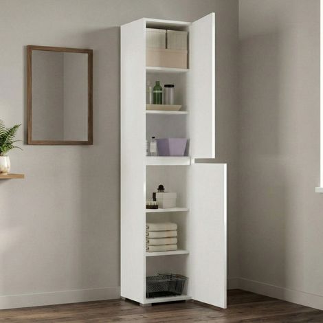 Dmora - Mehrzweckschrank mit 2 Türen Betulla, Schuhregal mit verstellbaren Einlegeböden, Schuhschrank mit 2 Türen, 100 % Made in Italy, 45 x 37 x 195 cm, Weiß (1/5)