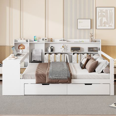 Letto matrimoniale multifunzione con scrivania 140x200 OKMYHOME (1/5)