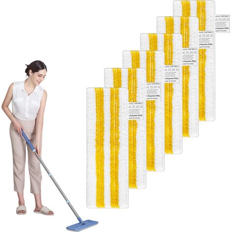 6 Kärcher Mikrofasertücher für Dampfreiniger, kompatibel mit Bodendüsen SC1, SC2, SC3, SC4, SC5, hohe Saugfähigkeit, für die meisten Bodenarten, EasyFix-Ersatzteil