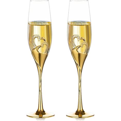 Flûtes Champagne en Forme de Cœur – Lot de 2 pcs