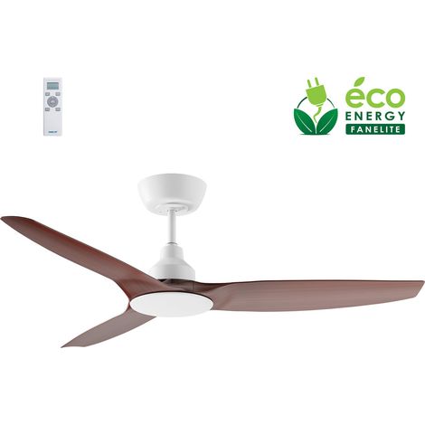 Fanelite - Ventilateur de plafond 132 cm blanc et ABS imitation bois FANDC52ND - Moteur DC 18W - 3 pales - SANS LUMIÈRE - Silencieux (1/2)