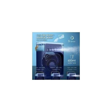 Tragbarer USB-Ventilator/Kühler mit Befeuchtungsfunktion, 7 LEDs, 3 Geschwindigkeitsstufen, extrem leise – ideal für Zuhause, Büro und Reisen (1/5)