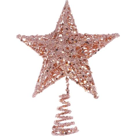 Étoile de Noël en Fer Rose 2pcs pour Décoration Sapin, Scintillante et Élégante, pour Bars et Hôtels, Tailles 20cm et 25cm (1/5)
