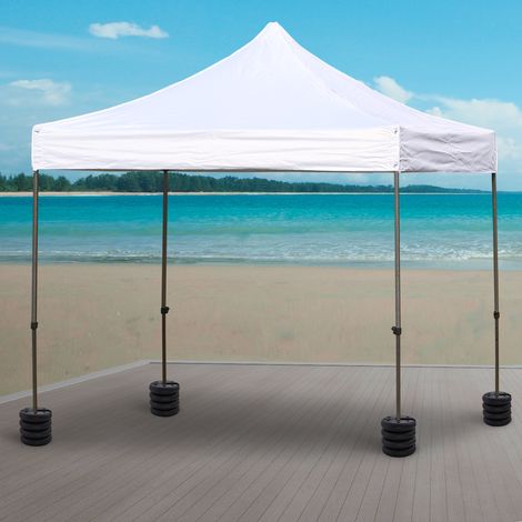 Set di supporti per gazebo Outsunny (4 pezzi) - Pesi per gazebo, pesi per gazebo, riempibili fino a 5 kg, pesi per gazebo, Ø25 x 6 cm, nero