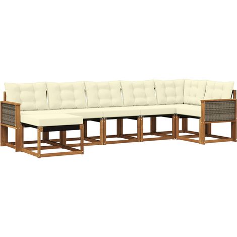 Set di divani da esterno con cuscino 7 pcs Naturale e Crema vidaXL (1/5)