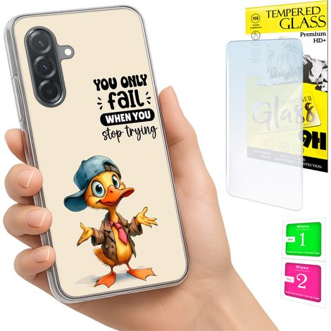 Custodia per Samsung Galaxy A36 / A56, cover posteriore in vetro temperato Duck Glass 9H (1/5)
