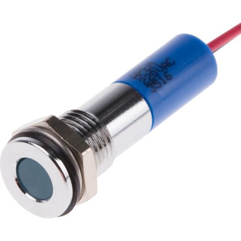 Voyant LED lumineux Bleu RS PRO, dia. 8mm, 220V c.a., IP67 ( Prix pour 1 )