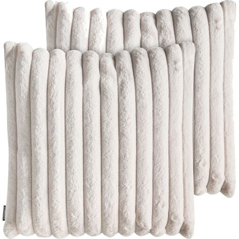 2 Decorative Cushions Decor Soft Fabric 45 x 45 cm Beige Rakya (1/5)