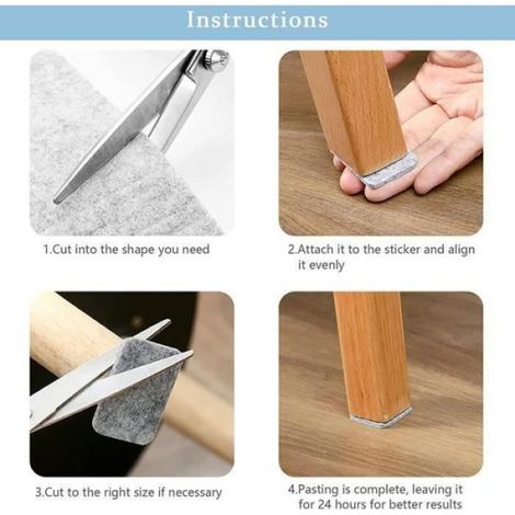 Patin Feutre Meuble Adhésif3 Feutre de Protection Feutrine Adhesive Feutrine Autocollante Meuble Patin Antiderapant pour Prot A66 (1/4)