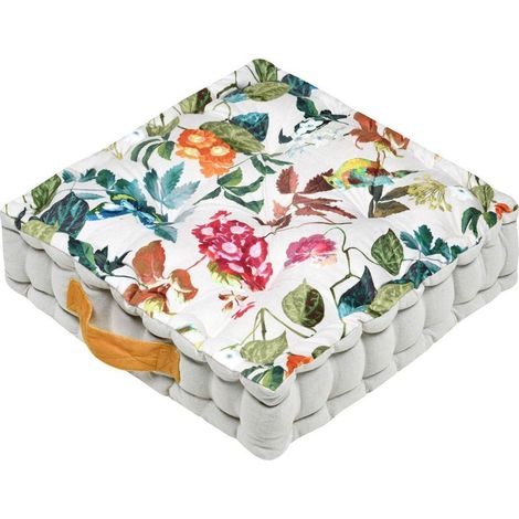 Cuscino da pavimento EMMY 45x45 cm bianco con piante