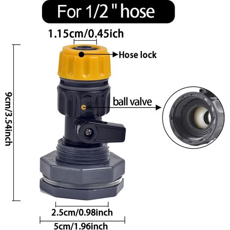 Kit de trop-plein pour récupérateur d'eau de pluie (B) 3/4" - Adaptateur de tuyau à connexion rapide pour aquariums, piscines et systèmes d'irrigation - Raccord de cloison en plastique (1/5)
