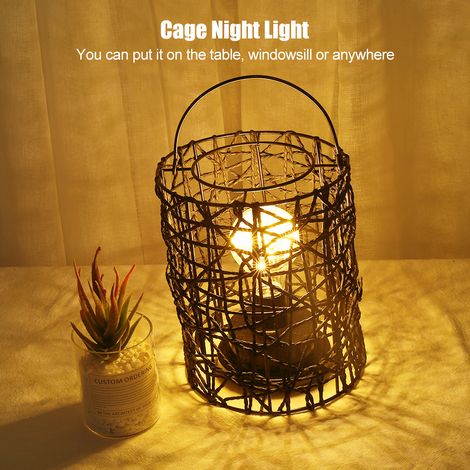 Lampe LED Cage Fer Décorative pour Chambre, Veilleuse Lumière Artisanale (1/5)